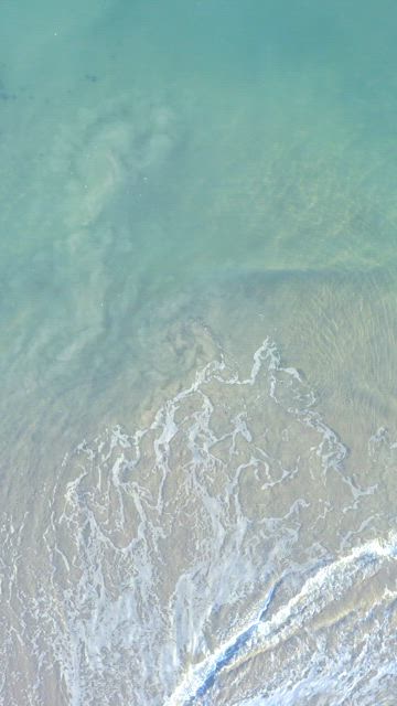 Foaming waves on the shore of a beach.